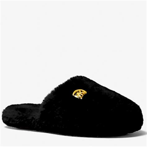 michael kors black fluffy slippers|Michael Kors slippers on sale.